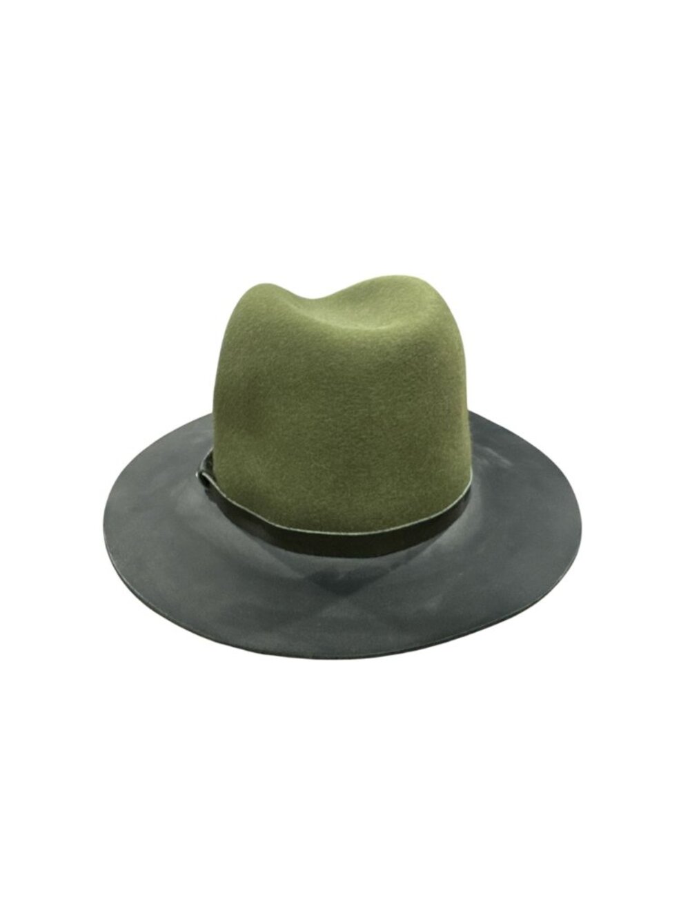 Rag & Bone Olive Green Wool Hat With Black Leather Brim Size S - Picture 4 of 7